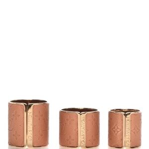 Authentic LOUIS VUITTON MP1654 Monogram Embossed Vacchetta Skin 3 Ring Set / M